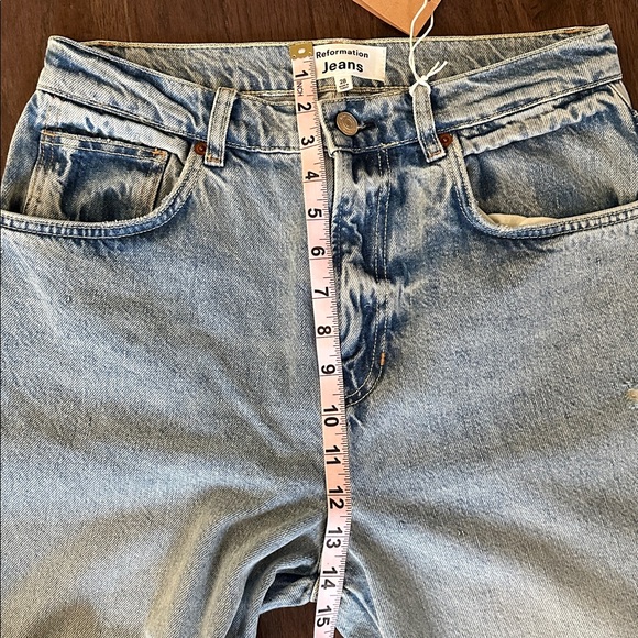 Reformation Val 90’s Mid Rise Straight Jeans Rigid Denim - Picture 9 of 10